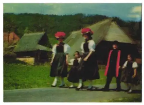 3D-AK Familie in Schwarzwälder Tracht