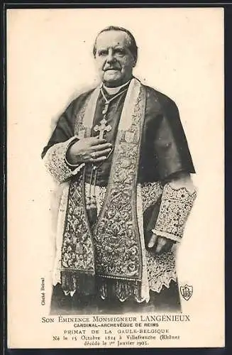 AK Monseigneur Langénieux, Cardinal-Archevêque de Reims