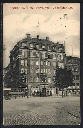 AK Stockholm, Hotel Terminus, Vasagatan 20, Strassenbahn