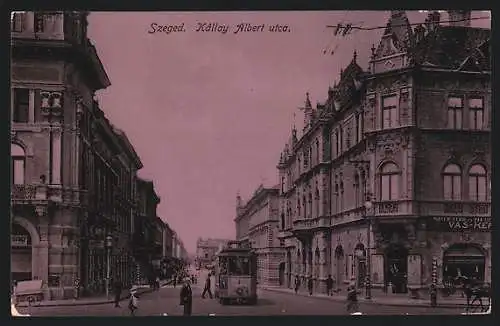 AK Szeged, Kállay Albert utca, Strassenbahn