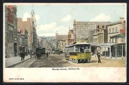 AK Melbourne, Strassenbahn, Die Bourke Street