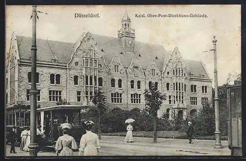 AK Düsseldorf, Kaisl. Ober-Post-Direktions-Gebäude, Strassenbahn