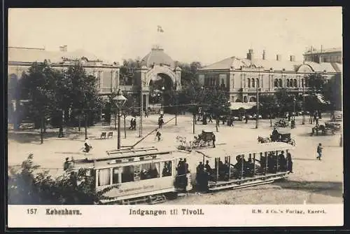 AK Kobenhavn, Indgangen til Tivoli, Strassenbahn