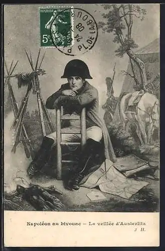 AK Napoleon au Bivouac, La veillee d`Austerlitz