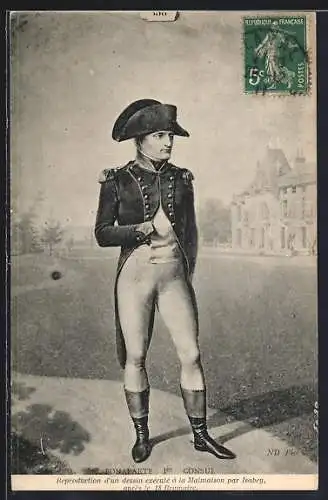 AK Bonaparte Ier Consul, Reproduction d`un dessin exécuté à la Malmaison par Isabey