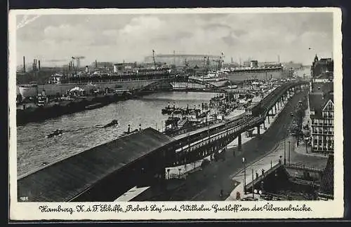 AK Hamburg, KdF-Schiffe Robert Ley und Wilhelm Gustloff an der Überseebrücke