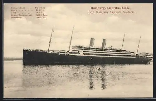 AK Passagierschiff Kaiserin Auguste Victoria, Hamburg-Amerika Linie