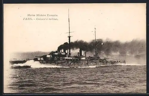 AK Cuirassé à turbines Paris, Marine Militaire Francaise, Kriegsschiff