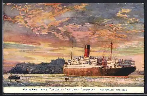 Künstler-AK Passagierschiff RMS Andania der Cunard Line, New Canadian Steamers