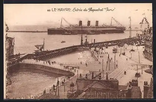 AK Le Havre, Passagierschiff Paris im Hafen