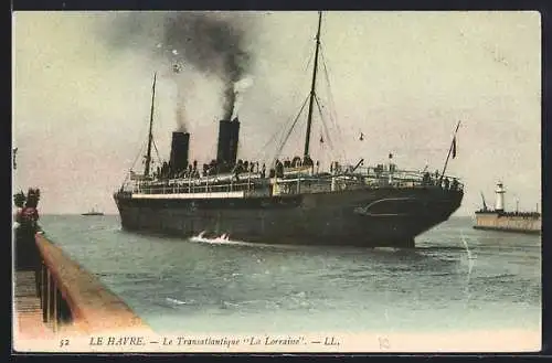 AK Le Havre, La Transatlantique La Lorraine, Passagierschiff