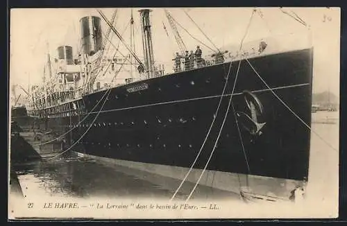 AK Le Havre, Passagierschiff La Lorraine, dans le bassin de l`Eure