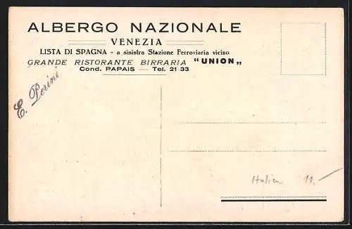 AK Venezia, Albergo Nazionale, Innenansichten