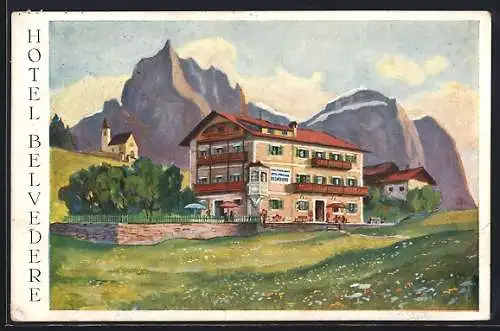 Künstler-AK Castelrotto, Hotel Belvedere