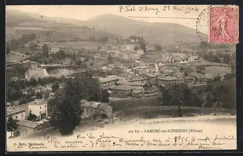 AK Lamure-sur-Azergues, Vue panoramique du village et des collines environnantes