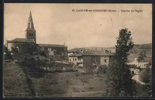 AK Lamure-sur-Azergues, Quartier de l`Église et paysage rural