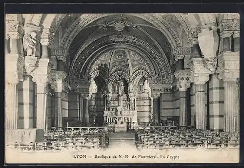 AK Lyon, Basilique de N.D. de Fourvière, La Crypte