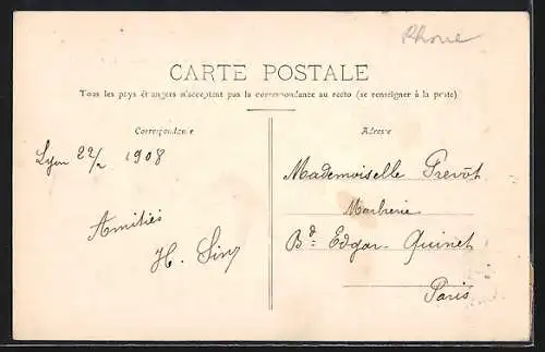 AK Lyon, Pont Saint-Clair et vue sur la colline environnante