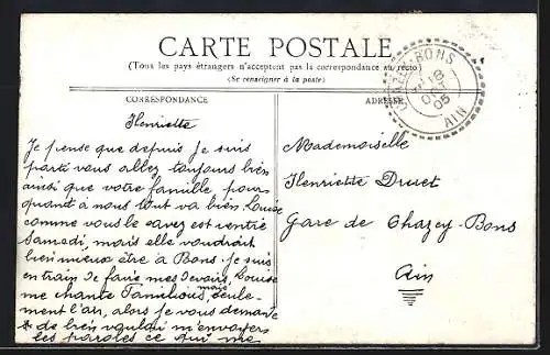 AK Lyon, Église Sainte-Blandine avec écriture manuscrite