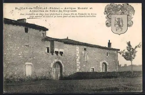 AK Saint-Jean-de-Touslas, Antique Manoir et Armoiries de Noble de Clapisson