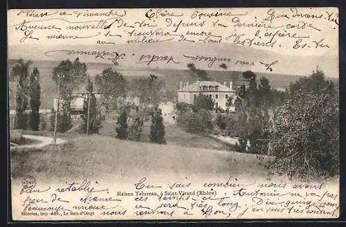 AK Saint-Vérand, Maison Tabareau entourée de verdure et allées boisées