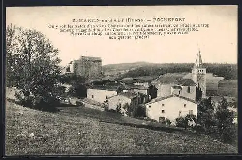 AK Saint-Martin-en-Haut, Ruines du château utilisé par les Chauffeurs de Lyon