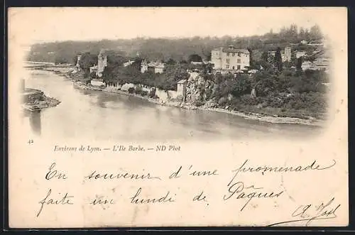 AK Lyon, Vue de l`Île Barbe et ses bâtiments au bord du fleuve