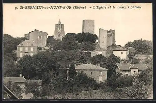 AK Saint-Germain-au-Mont-d`Or, L`Église et le vieux Château