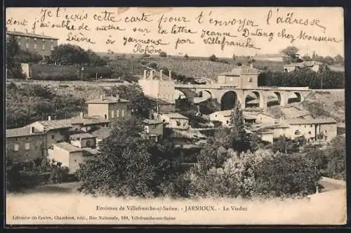 AK Jarnioux, Le Viaduc de Jarnioux et vue du village