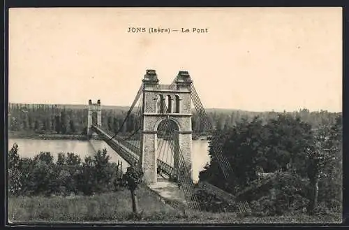 AK Jons, Le Pont sur le Rhône avec paysage environnant