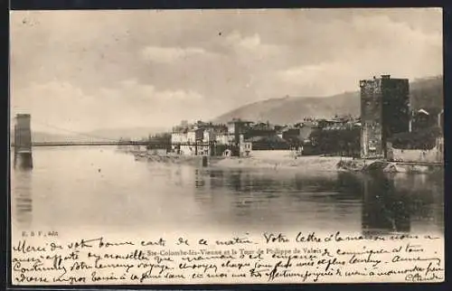 AK Sainte-Colombe-lès-Vienne, Tour de Philippe de Valois et pont sur le Rhône