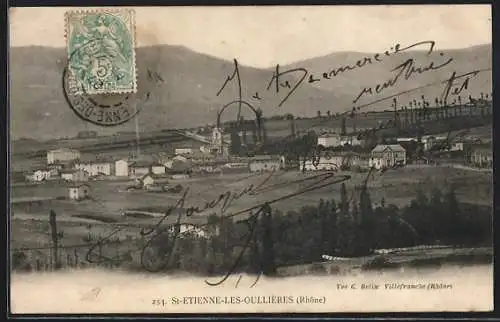 AK Saint-Étienne-les-Oullières, Vue générale du village dans la vallée du Rhône