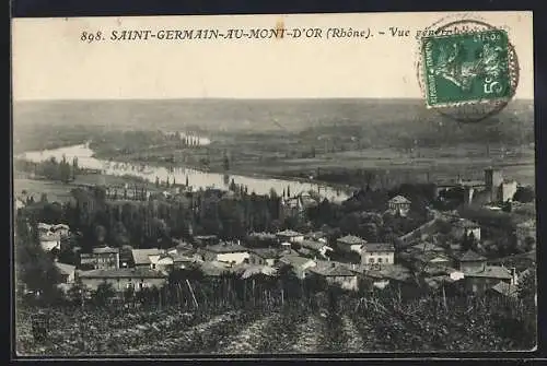 AK Saint-Germain-au-Mont-d`Or, Vue générale sur le village et la rivière Rhône