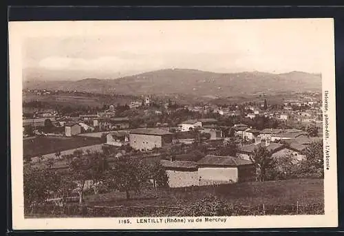 AK Lentilly, Vue de Mercuy sur le village et les collines environnantes