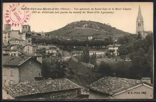 AK Saint-Cyr-au-Mont-d`Or, Vue générale de Saint-Cyr et le Mont Cindre