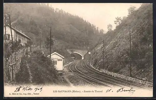 AK Les Sauvages, Entrée du tunnel ferroviaire