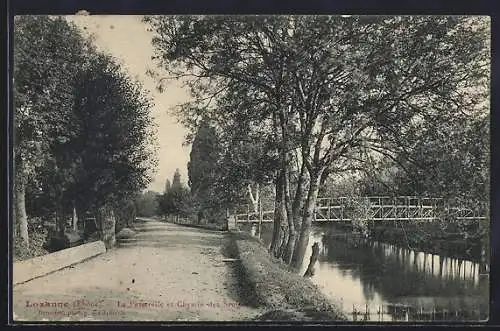 AK Lozanne, La passerelle et chemin des Sables le long de la rivière