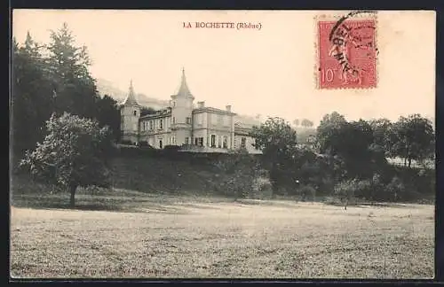 AK La Rochette, Vue du château avec parc en arrière-plan