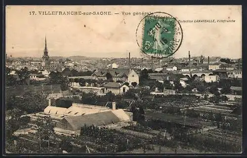 AK Villefranche-sur-Saône, Vue générale sur la ville et ses jardins