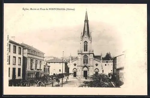 AK Pontcharra, Église, Mairie et Place