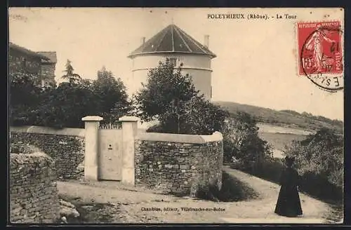 AK Poleymieux, La Tour dans un paysage rural