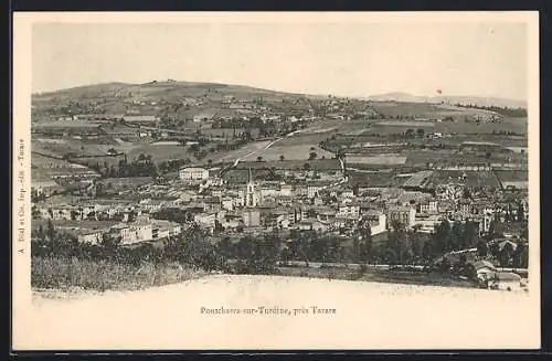 AK Pontcharra-sur-Turdine, Vue générale du village et des collines environnantes