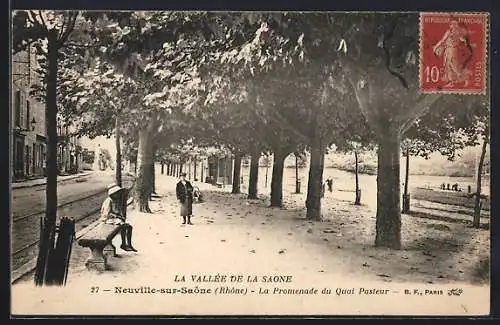 AK Neuville-sur-Saône, La Promenade du Quai Pasteur