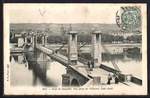 AK Neuville-sur-Saône, Pont de Neuville vue prise de Villevert, côté droit