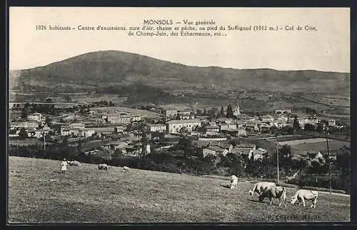 AK Monsols, Vue générale du village et environs au pied du St-Rigaud