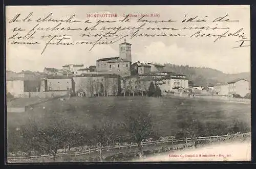 AK Montrottier, Vue du Bourg et de l`Église au loin