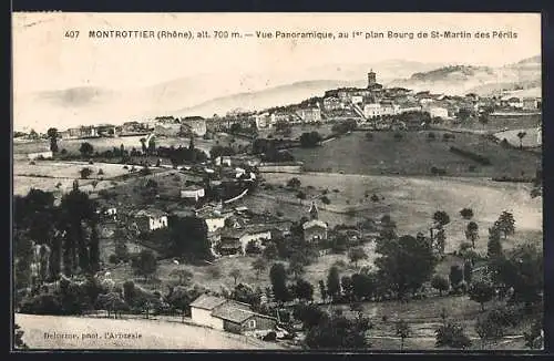 AK Montrottier, Vue Panoramique au 1er plan Bourg de St-Martin des Périls