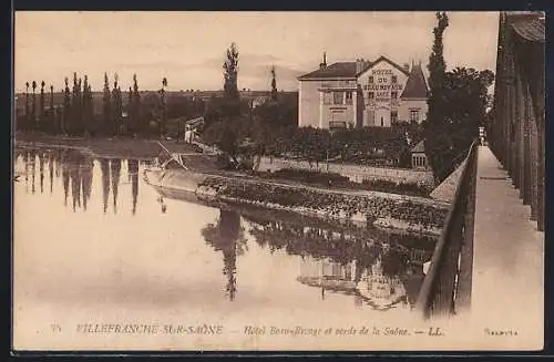 AK Villefranche-sur-Saône, Hôtel Beau-Rivage et bords de la Saône