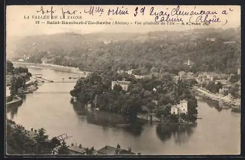 AK Saint-Rambert-l`Île-Barbe, Vue générale de l`île dans la vallée de la Saône