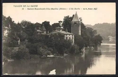 AK Saint-Rambert-l`Île-Barbe, Vue pittoresque de l`Île Barbe sur la Saône